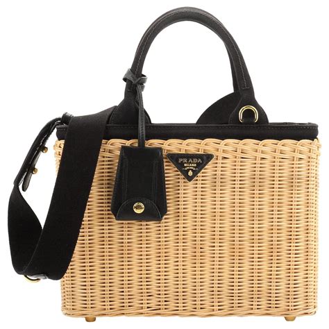 prada basket bag|Prada wicker tote bag.